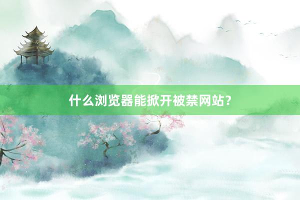 什么浏览器能掀开被禁网站？
