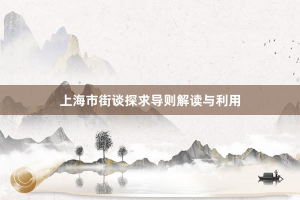 上海市街谈探求导则解读与利用